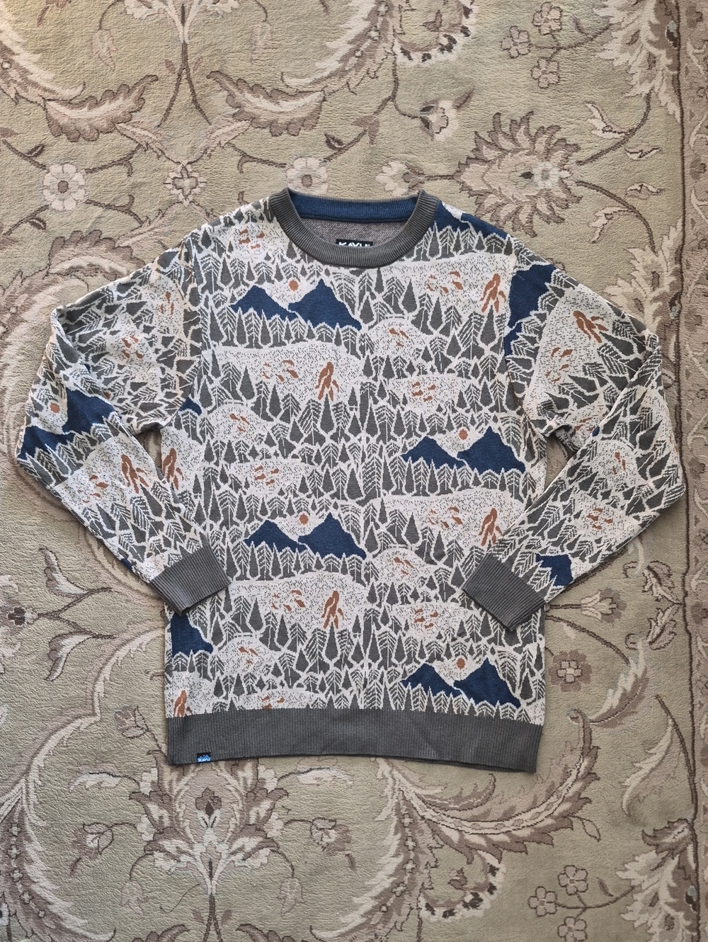 KAVU Men's Highline Jacquard Crew Knit in Sasquatch Hike